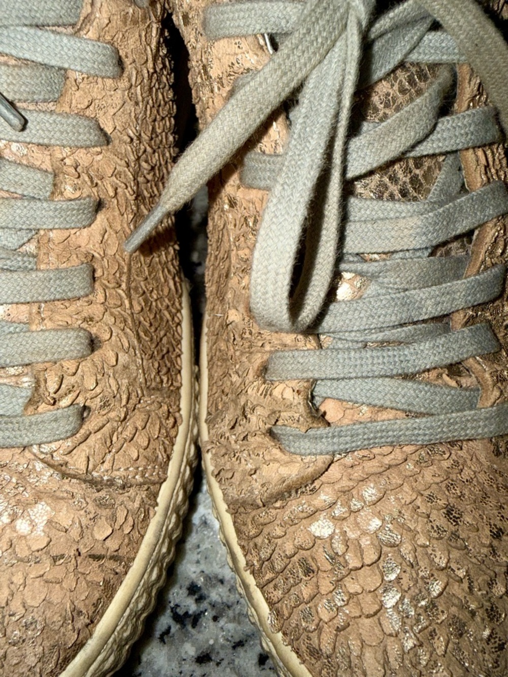 P448 gold python (Textured Scale-Pattern) Sneakers with Light Taupe Laces